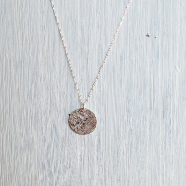 Hammered Silver Coin Pendant Necklace