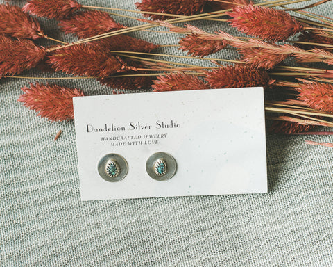 Turquoise Coin Stud Earrings
