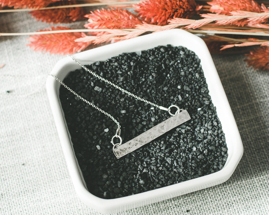 Hammered Silver Bar Necklace